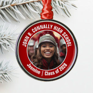 Red Marching Band Foto Middelbare School Kerstmis Metalen Ornament