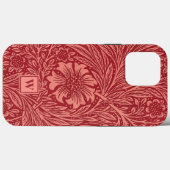Red Marigold Floral van William Morris met Initiaa Case-Mate iPhone Case (Achterkant (horizontaal))