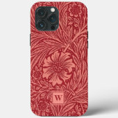 Red Marigold Floral van William Morris met Initiaa Case-Mate iPhone Case (Achterkant)