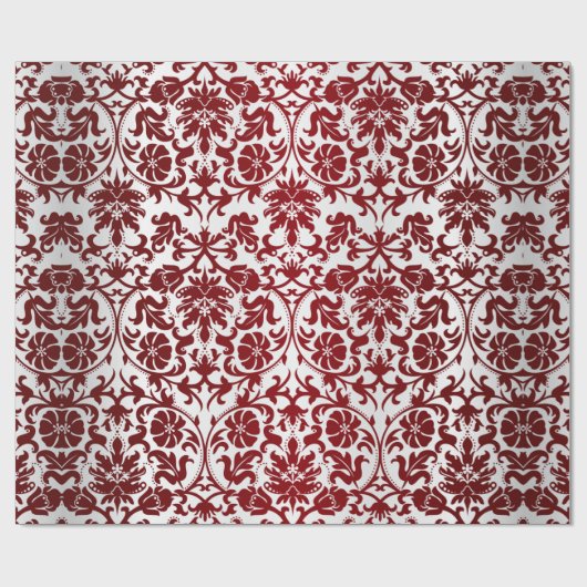 Red Maroon Damask Design Cadeaupapier (Vlak)