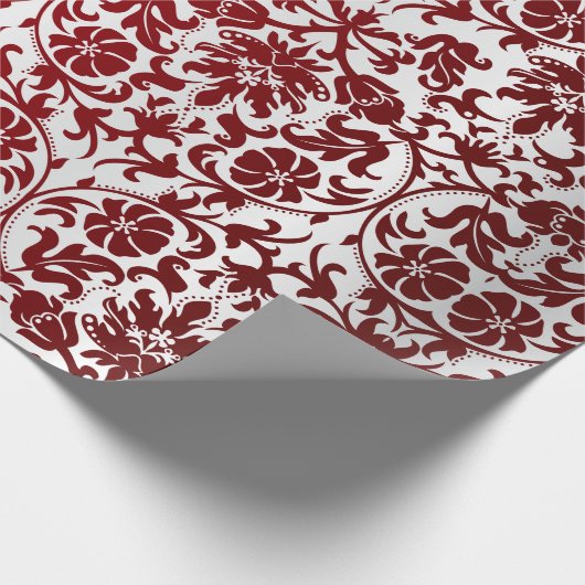 Red Maroon Damask Design Cadeaupapier (Hoek)