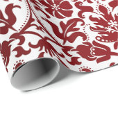 Red Maroon Damask Design Cadeaupapier (Rol Hoek)