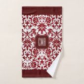 Red Maroon en White Damask Pattern Bad Handdoek (Handdoek)