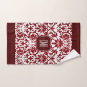 Red Maroon en White Damask Pattern Bad Handdoek (Handdoek)