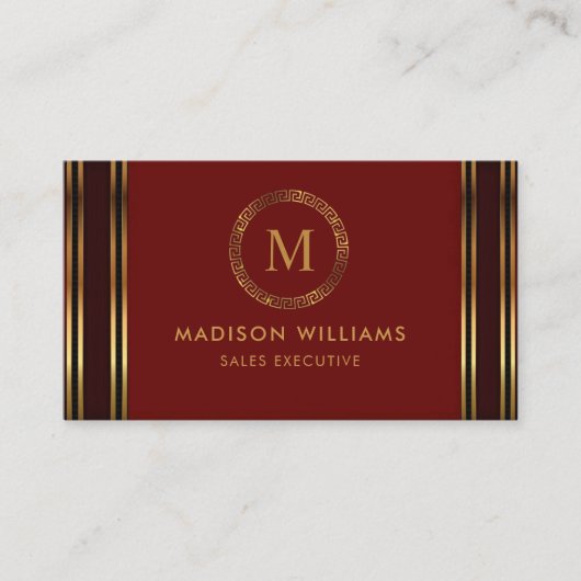  Red Maroon Gold Professional Visitekaartje (Voorkant)