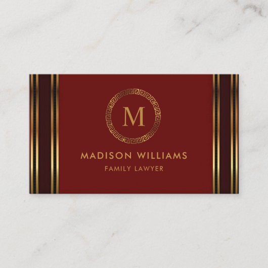  Red Maroon Gold Professional Visitekaartje (Voorkant)