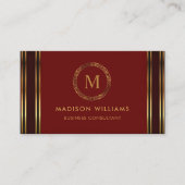  Red Maroon Gold Professional Visitekaartje (Voorkant)
