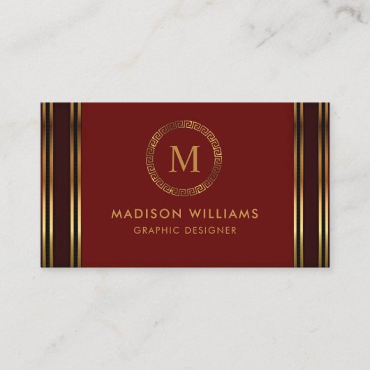  Red Maroon Gold Professional Visitekaartje (Voorkant)