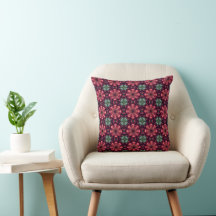 Red Maroon Green Abstract Floral Pattern