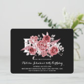 Red Maroon Groen Bloemen 50e Zwarte Verjaardag Kaart (Staand voorkant)