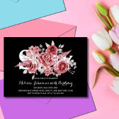 Red Maroon Groen Bloemen 60e Zwarte Verjaardag Kaart