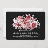 Red Maroon Groen Bloemen 60e Zwarte Verjaardag Kaart (Voorkant)