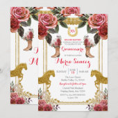 Red Maroon Horse Charra Mis XV Anos Birthday Kaart (Voorkant / Achterkant)