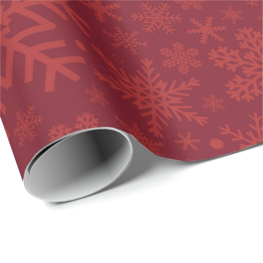 Red Maroon Snowflake Holiday Wrapping Paper Cadeaupapier (Rol Hoek)