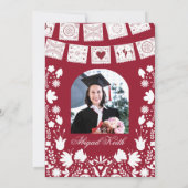 Red Maroon Talavera Mexican Graduation Fiesta Kaart (Achterkant)