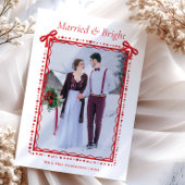 Red Married & Bright First Christmas Couple Feestdagenkaart