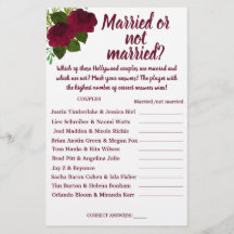 RED MARRIED OF NOT MARRIED SHOWER GAME CARD