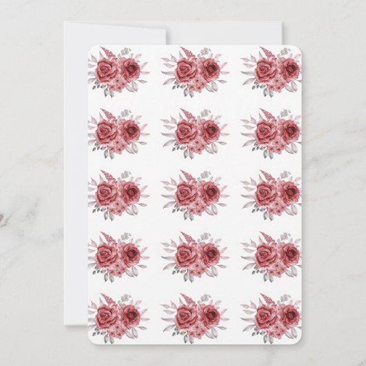 Red Marron Roos Greenery Floral 40e geboortedag Kaart (Achterkant)