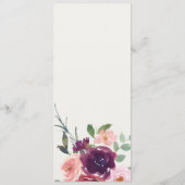 RED MARSALA BLUSH ROSE WATERCOLOR FLORAL WEDDING MENU (Achterkant)