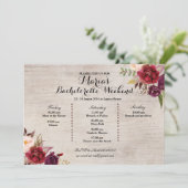 Red Marsala Herfst Bachelorette Party reisweg Programmakaart (Staand voorkant)