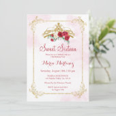 Red Marsala Rozen Flowers Blush Pink 16  Kaart (Staand voorkant)