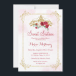 Red Marsala Rozen Flowers Blush Pink 16  Kaart<br><div class="desc">Red Marsala Rozen Flowers Gold Glitter Blush Pink Sweet 16 Invitation Modern Roos Flowers Blush Pink Sweet 16</div>