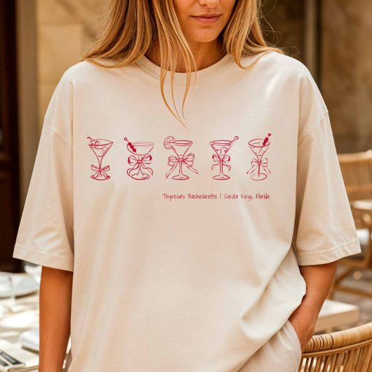 Red Martini Bachelorette Beach Hoesje-up of slaap T-shirt