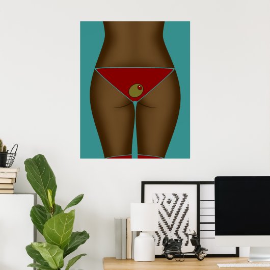 Red Martini Bikini Poster (Thuiskantoor)