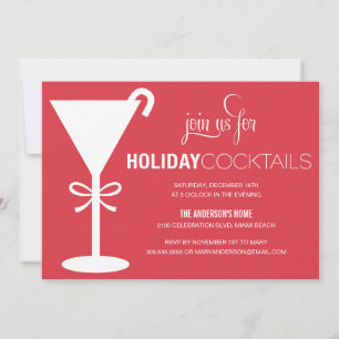 RED MARTINI   HOLIDAY COCKTAIL ARTIJ INVITE KAART
