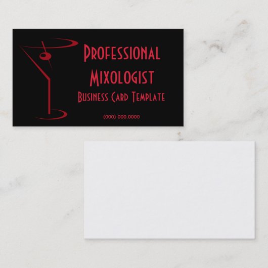 Red Martini Logo Mixologist Visitekaartje (Voorkant / Achterkant)