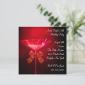 Red Martini Vrouwen Elk Nummer Verjaardagsfeest Kaart (Staand voorkant)