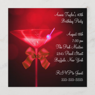 Red Martini Vrouwen Elk Nummer Verjaardagsfeest Kaart