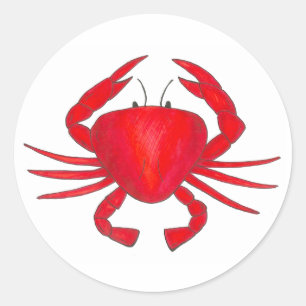 Red Maryland Crab Crabby Seafood Beach Stickers