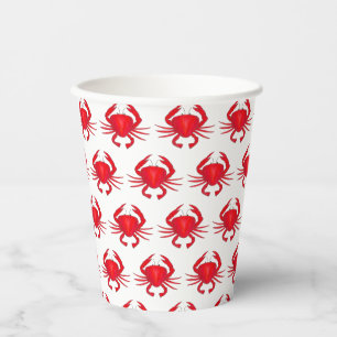 Red Maryland Hard Shell Crab Beach Ocean Seafood Papieren Bekers