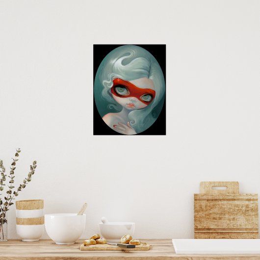 Red Mask ART PRINT Rococo Lowbrow Art (Keuken)