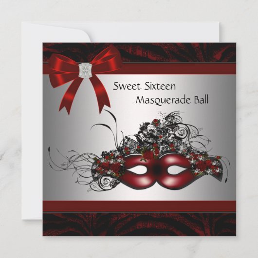 Red Mask Masquerade Party Kaart (Voorkant)