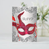 Red Mask Masquerade Party RSVP (Staand voorkant)