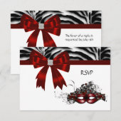 Red Mask Masquerade Party Sweet 16 RSVP (Voorkant / Achterkant)