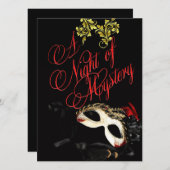 Red Masquerade Ball Invitation Kaart (Voorkant / Achterkant)