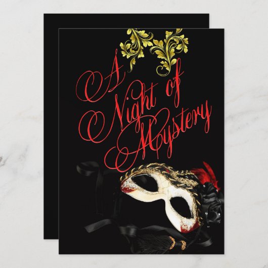 Red Masquerade Ball Invitation Kaart (Voorkant / Achterkant)