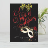 Red Masquerade Ball Invitation Kaart (Staand voorkant)