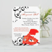 Red Masquerade Ball Mask Costume Halloween Part Kaart (Staand voorkant)