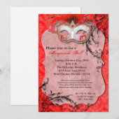 Red Masquerade Ball Mask Costume Halloween Part Kaart (Voorkant / Achterkant)