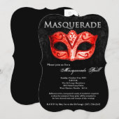 Red Masquerade Ball Mask Costume Halloween Part Kaart (Voorkant / Achterkant)