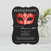 Red Masquerade Ball Mask Costume Halloween Part Kaart (Staand voorkant)