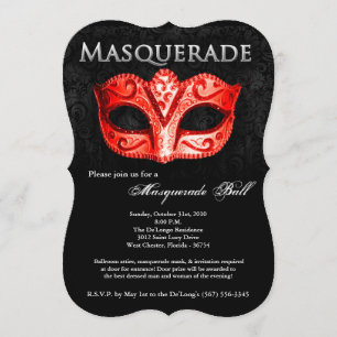 Red Masquerade Ball Mask Costume Halloween Part Kaart