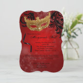 Red Masquerade Ball Mask Costume Halloween Part Kaart (Staand voorkant)