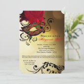 Red Masquerade Ball Mask Costume Halloween Part Kaart (Staand voorkant)