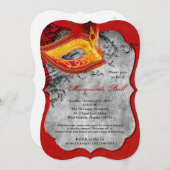 Red Masquerade Ball Mask Costume Halloween Part Kaart (Voorkant / Achterkant)