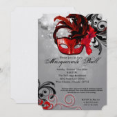 Red Masquerade Ball Mask Costume Halloween Part Kaart (Voorkant / Achterkant)